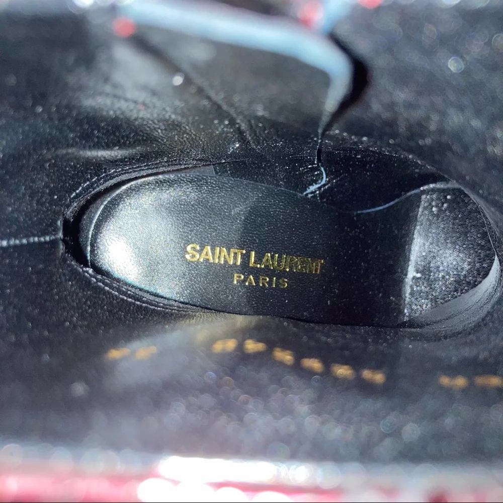 New Saint Laurent Lou 95 Zip Bootie Red Cracked Leather Size 36EU/6US - Picture 6 of 11
